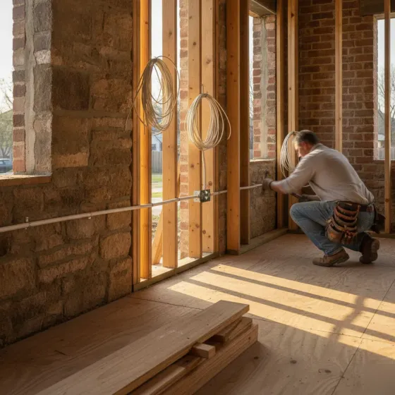 New electrical circuits being installed in Denton County home addition